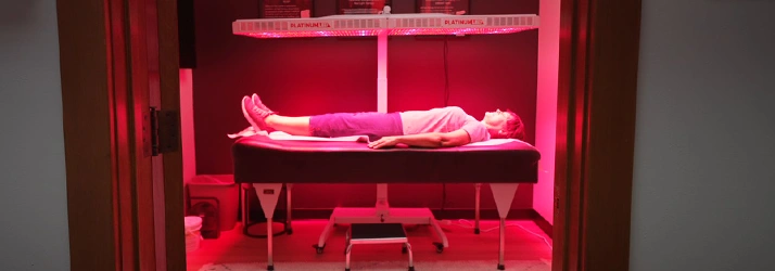 Neuropathy Davenport Iowa Woman In Red Light Therapy Machine Neuropathy Davenport Iowa Woman In Red Light Therapy Machine